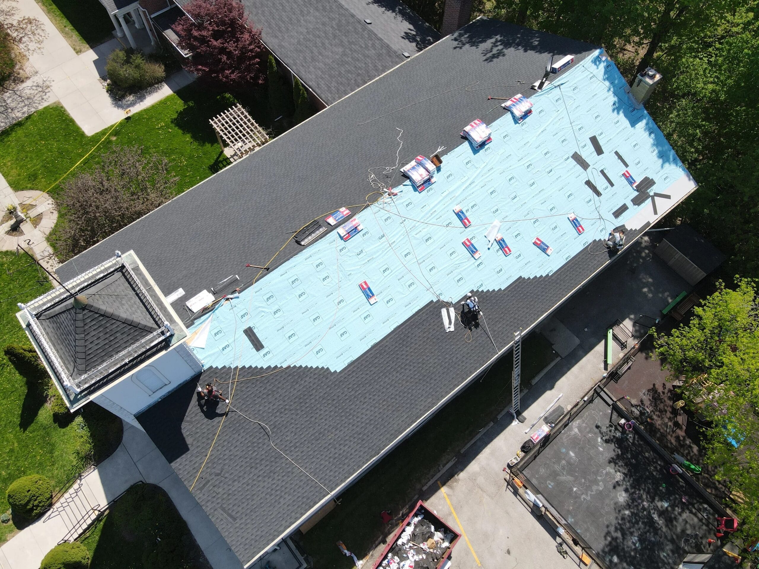 Aerial view — completed roofing project GTA